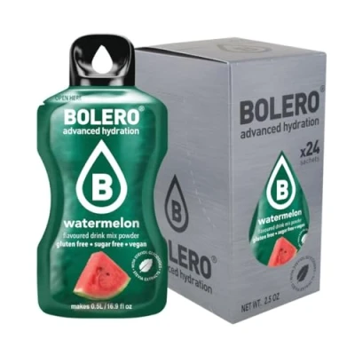 Afbeelding van Bolero WATERMELON 24x3g Suikerloos sappoeder, gezoet met stevia + vitamine C geschikt voor kinderen, sporters en diabetici glutenvrij veganvriendelijk Vlierbloesemsmaak