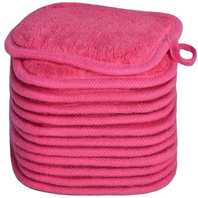 Afbeelding van BloomSesame make up remover Doeken voor gezicht, oog, lippen herbruikbare pads zachte microfiber gezichtsreinigingsdoeken 5 x inch 12 Pack (donkerroze)