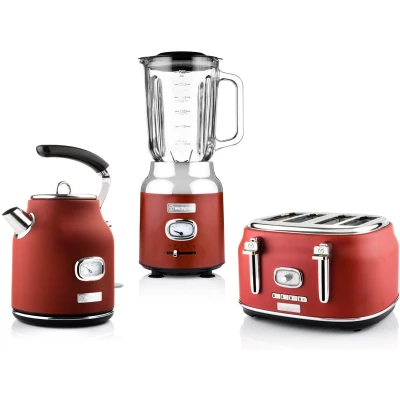 Afbeelding van Westinghouse Retro Waterkoker + Broodrooster 4 Sleuven Blender Rood