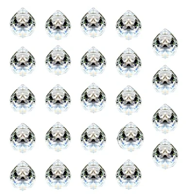 Afbeelding van ADWIKOSO 24 stuks 20 mm kristallen bol prisma hanger glazen kroonluchter hangende Feng Shui Suncatcher bruiloft huis raamdecoratie (20 mm, 24)