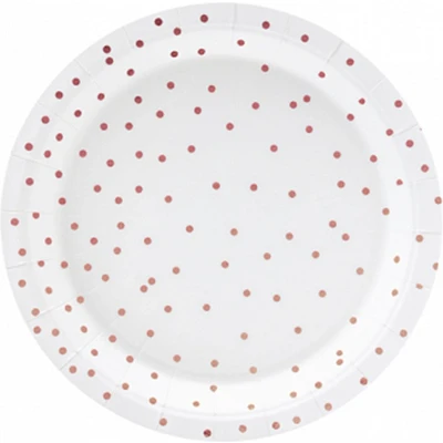 Afbeelding van Partydeco Borden Polka Dots rose Gold (6 stuks)