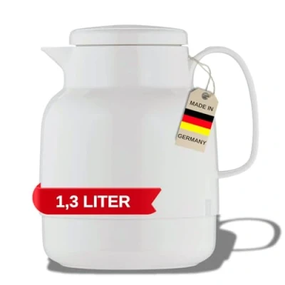 Afbeelding van Helios Mondo kunststof thermoskan, wit, 1,3 liter