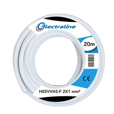 Afbeelding van Electraline Kabelrol H05VVH2 F, 2x1 mm², lengte 20 m, Wit
