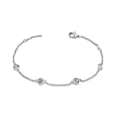 Afbeelding van Traveller Armband Dames Zilver Zirconia Ø 4 mm Geplatineerd Variabele lengte 17 20 cm 157761