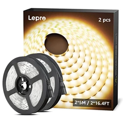 Afbeelding van LE 5M Warm Wit LED Strookset, 2 Stuks, 12V Stroken, Zelfklevende Flexibele Strook, Lichtstrook voor de TV, Tuin, Kerstmis, Club, Feestjes, Binnen en Buitendecoratie