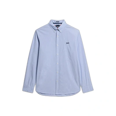 Afbeelding van Superdry Essentials Tailored LITE Overhemd, Heren, Maat: Large, Micro ticking stripe indigo