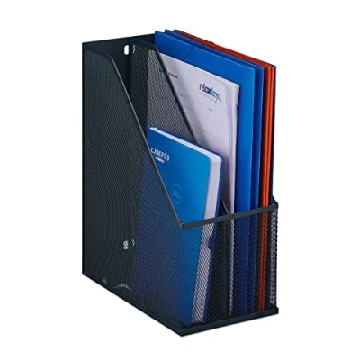 Afbeelding van Relaxdays tijdschriftencassette metaal 2 vakken opbergcassette tijdschriften A4