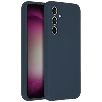 Afbeelding van Samsung Galaxy S23 FE Hoesje Siliconen en TPU (zacht) Accezz Backcover/Softcase Donkerblauw Telefoonhoesje