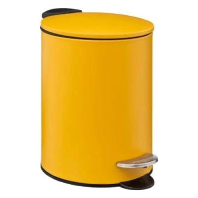 Afbeelding van 5Five Pedaalemmer mosterd geel metaal 3L 23 cm soft close Pedaalemmers