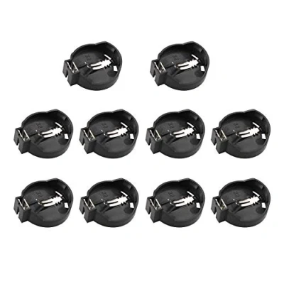 Afbeelding van HALJIA 10Pcs Draagbare 3V CR2032 CR2025 Algemene Munt Knop Mobiele Batterij Adapter Clip Socket Houder Container Box Case Zwart