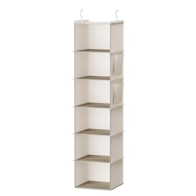 Afbeelding van YOUDENOVA Hangende kast organizer, 6 plank opknoping opslag met zijzakken, beige
