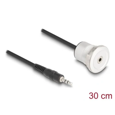 Afbeelding van Delock Klinke 3,5 mm 3 Pin Einbaubuchse mit Kabelpeitsche Stecker 30 c