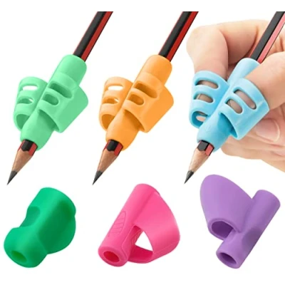 Afbeelding van 6 stuks pennenhouders voor kinderen, pennenhouder, leerhulp, greep, schrijven, leerstift, potloden, handgrepen, kinderpenhouder, schrijfhulp, grip, houding, kind (meerkleurig)