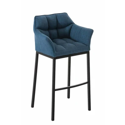 Afbeelding van Barkruk Sarpsborg Stof met 4 poots Frame Zwart Blauw