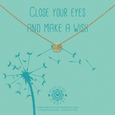 Afbeelding van Heart to Get, ketting met 3 nopjes wensringetjes , close your eyes and make a wish, N503DWI20G