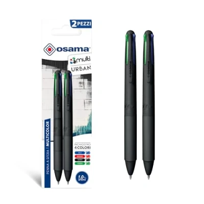 Afbeelding van OSAMA 4 Multi Urban kleurpotloden, kleuren, 2 stuks, balpen, meerkleurig, 1,0 mm, met zwart, blauw, rood en groen, voor schrijfwaren school, kantoor, universiteit