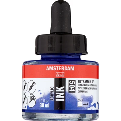 Afbeelding van Amsterdam Acrylic Inkt Fles 30 ml Ultramarijn 504