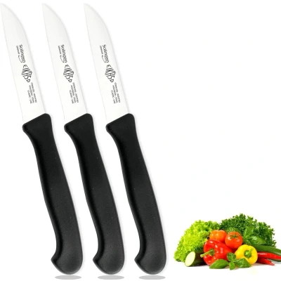 Afbeelding van Eikaso Solingen Schilmes 3 Stuks Recht Lemmet 8 cm Ergonomisch Zwart Heft