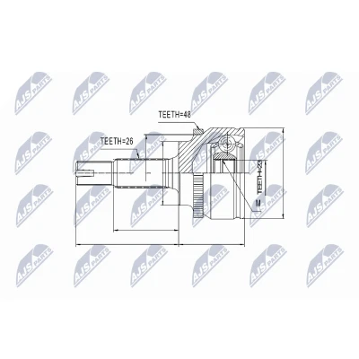 Afbeelding van Homokineet reparatie set, aandrijfas NTY NPZ TY 082