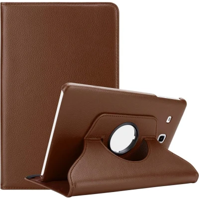 Afbeelding van Cadorabo Tablet Hoesje geschikt voor Samsung Galaxy Tab E (9.6 inch) in PADDESTOEL BRUIN Beschermhoes ZONDER auto Wake Up, met stand functie en elastische band sluiting Book Case Cover Etui