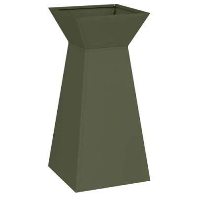 Afbeelding van vidaXL Tuinpilarenplanter met schoteltje olijfgroen 35x35x73 cm staal