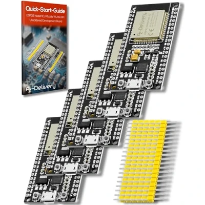 Afbeelding van AZDelivery ESP 32 NodeMCU Dev Kit C WiFi CP2102 ESP32 WROOM 32D IoT Module Development Board Ongesoldeerd compatibel met Arduino inclusief E Book! (Pakket van 5)