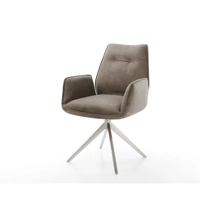 Afbeelding van DELIFE Draaistoel Zoa Flex microvelours taupe vintage kruisframe breed roestvrij staal 360 draaibaar rocker functie pocketveer kern