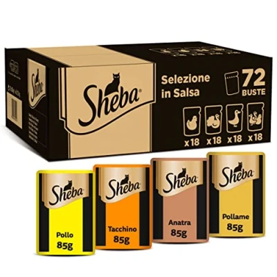Afbeelding van Sheba Mini Filets Kattenvoer in saus Gevogelte maaltijdzakjes 72 x 85 g