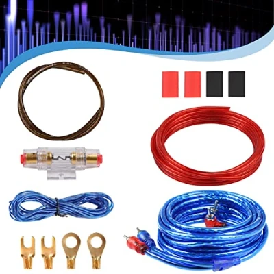 Afbeelding van Versterkerkabelset, aansluitset autoversterkerkabelset, subwoofer kabelset, eindversterker, autoaudiodraad, 800 W (10 gauge kabel, 4,5 meter)
