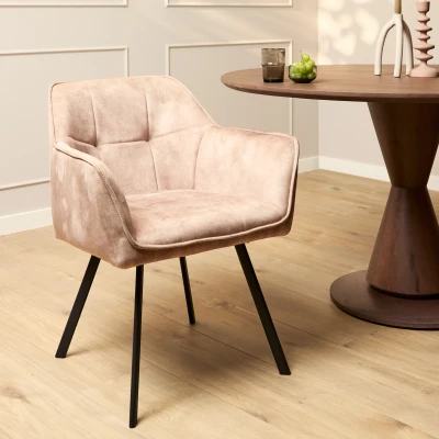 Afbeelding van Starfurn Eetkamerstoel Emma met armleuning taupe Velvet