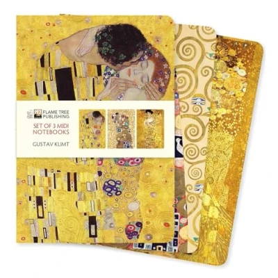 Afbeelding van Gustav Klimt Set of 3 Midi Notebooks: Unser beliebten Mittelformat Notizbücher im 3er Pack mit flexiblen, künstlerisch gestalteten Einbänden jeweils unterschiedlichen Motiven des Künstlers