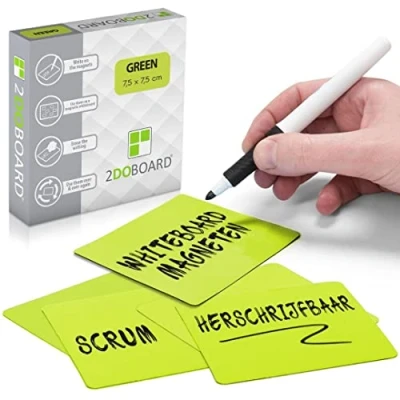Afbeelding van 2DOBOARD Scrum Whiteboard Magneten 7,5 x cm 25 stuks Groen Herschrijfbare Voor Kanban bord of Scrumbord Beschrijfbare Planbord Herschrijfbaar Agile werken elk Dagstartbord Board!