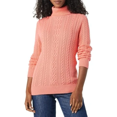 Afbeelding van Amazon Essentials Dames visser kabel coltrui (verkrijgbaar in grote maten), koraalroze, S