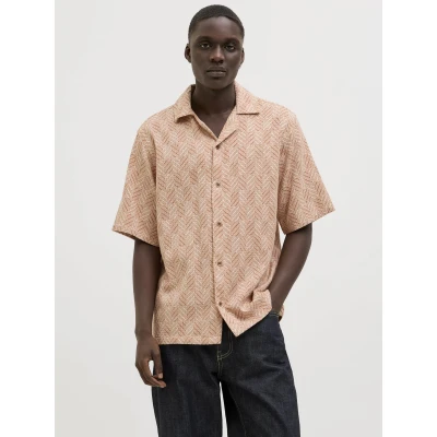 Afbeelding van Jack &amp; Jones Premium Jprbluvincent Print Resort Overhemd, Heren, Maat: XL, Bombay brown