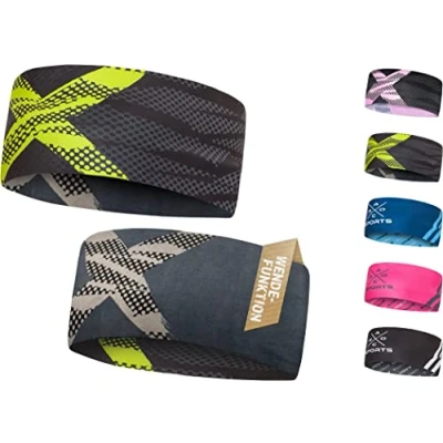 Afbeelding van Hoofdband om te draaien, lichte, elastische hoofdband, AROC Dry technologie, sneldrogend, zweetabsorberend, wandelen, hardlopen, fietsen, skiën (singlepack, Limited Edition NEON X)
