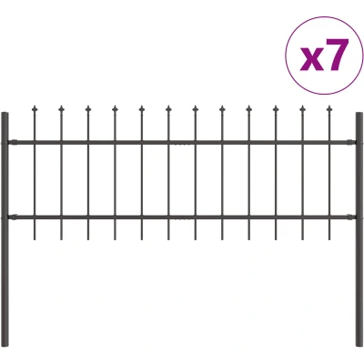 Afbeelding van vidaXL Tuinhek Set van 7 Grijs Staal Groot Hekpanelen Rechthoekig