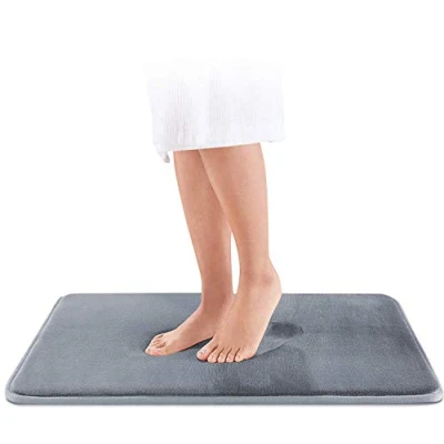 Afbeelding van Wolke sieben Badmat van traagschuim, antislip, wasbaar, zacht, grijs, 61 x 122 cm