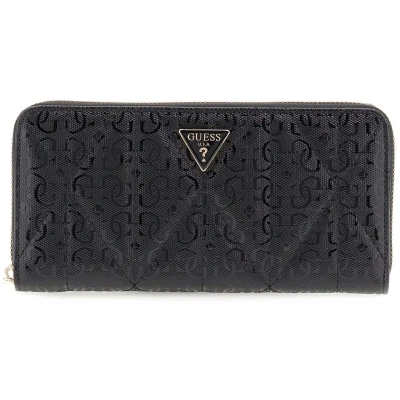 Afbeelding van GUESS portemonnee Aldina SLG Zip Around Wallet Black zwart