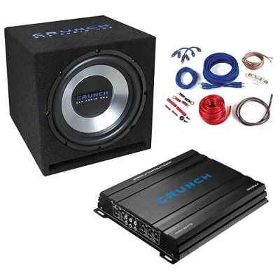 Afbeelding van Crunch CBP1000 baspakket voor de auto met 30 cm subwoofer 4 kanaals versterker en kabelkit 300 mm in behuizing
