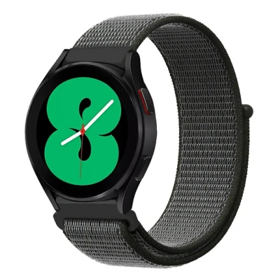 Afbeelding van Garmin Vivoactive 4 / 4L Sport Loop nylon bandje Donkergroen met grijze band