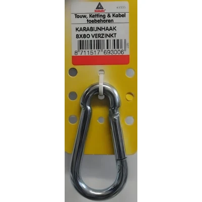 Afbeelding van Deltafix karabijnhaak standaard verzinkt 80 mm x 8 1 st.