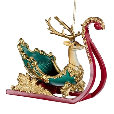 Afbeelding van Goodwill Barok sierhars hertenslee 15 centimeter bordeaux en goud