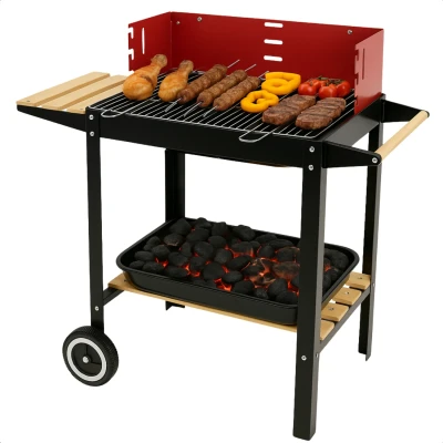 Afbeelding van Cheqo Houtskoolbarbecue op Wielen BBQ Verrijdbaar Houtskool Barbecue Staal Mobiele voor Buiten Ideaal Tuin en Camping