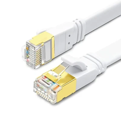 Afbeelding van Yauhody Ethernet Cable Cat 8 3m, 40Gbps 2000MHz Platte Netwerkkabel Hoge Snelheid S/FTP RJ45 Kabel voor Poe, Router, Modem, PC, Switch, PS5, Smart TV Laptop (Wit)