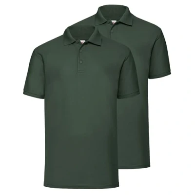 Afbeelding van Fruit of the Loom Poloshirt voor heren (verpakking van 3 stuks), flessengroen + Myshirt gymtas, L