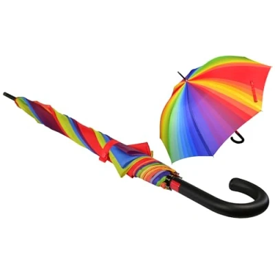 Afbeelding van iX brella First Class XL glasvezel automatische paraplu 110 cm overslagbaar, regenboog, cm, automatisch