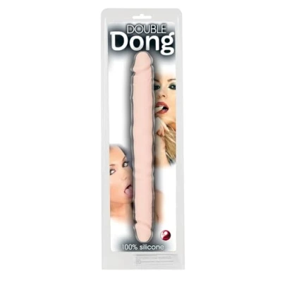 Afbeelding van You2Toys Dubbele Dildo met Uitpuilende Aders voor de Intieme Ingangen Flexibel en Lang 30,5 cm beigeig