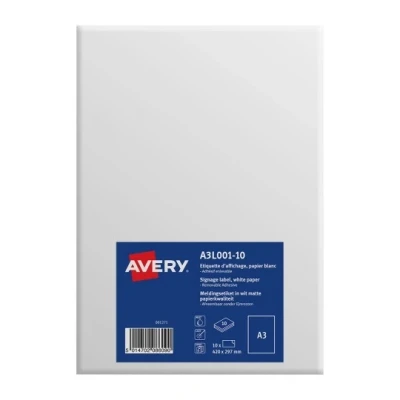 Afbeelding van Avery Zelfklevende A3 posters 297 x 420 mm, wit, Inkjetprinter, Laserp