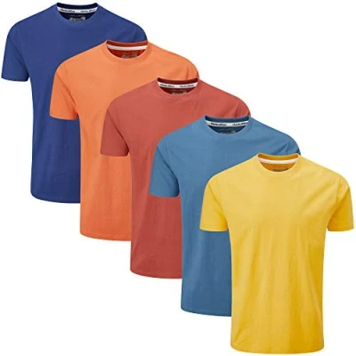 Afbeelding van Charles Wilson Effen Ronde Hals T Shirt 5 Stuks (Large, Orange Sunset)