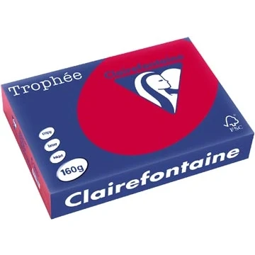 Afbeelding van Clairefontaine Trophée Intens, Gekleurd Papier, A4, 160 G, 250 Vel, Kersenrood Papier